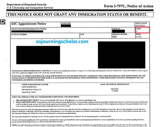 USCIS Biometrics Notice - SojourningScholar.com
