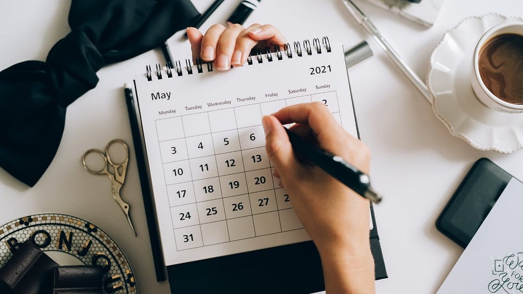 Calendar depicting OPT start date