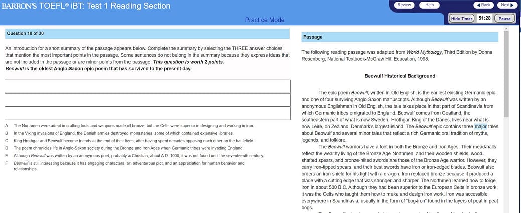 Reading Passage from Barron's TOEFL iBT with 8 practice tests, 17th Edition