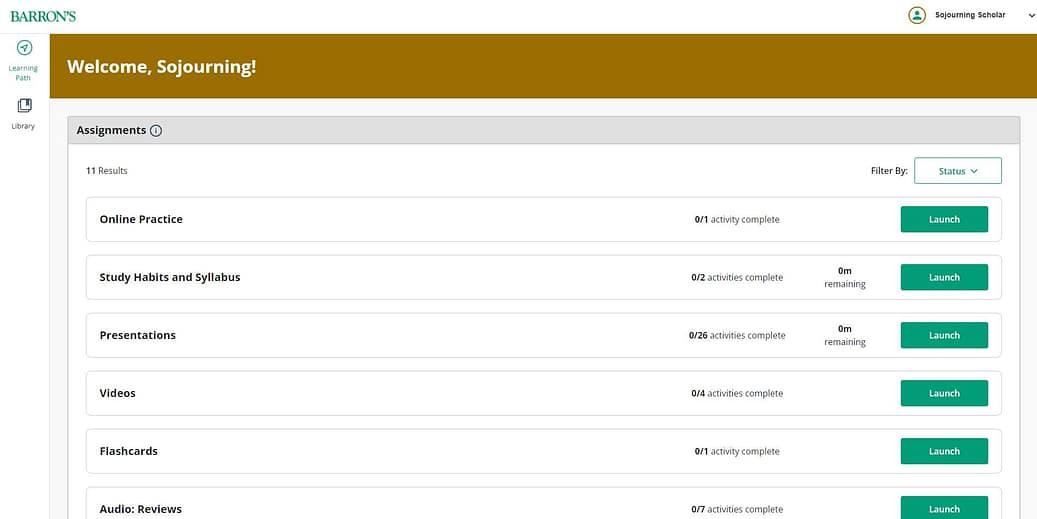Screenshot of Digital Resources from Barron's TOEFL iBT with 8 online practice tests 17th Edition