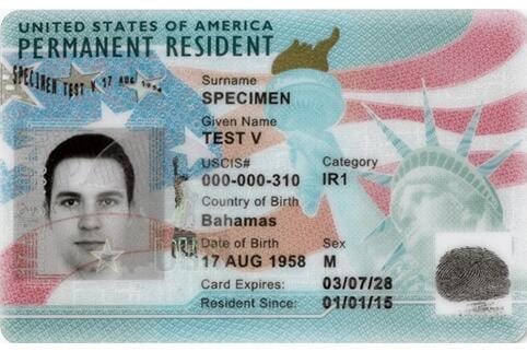Green card showing USCIS# or Alien Number
