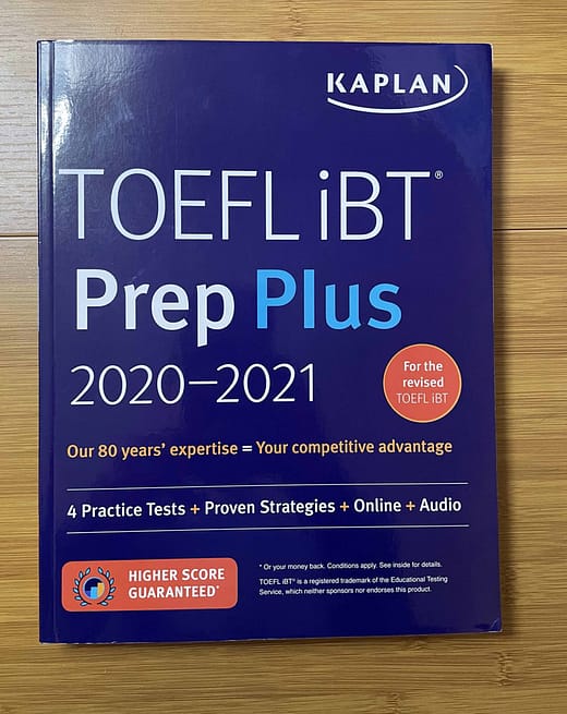 TOEFL iBT Prep Plus 2020 - 2021 on a table