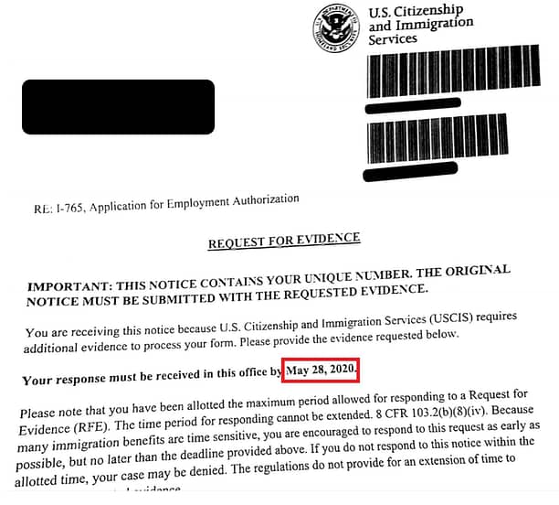 Sample OPT RFE issued by USCIS