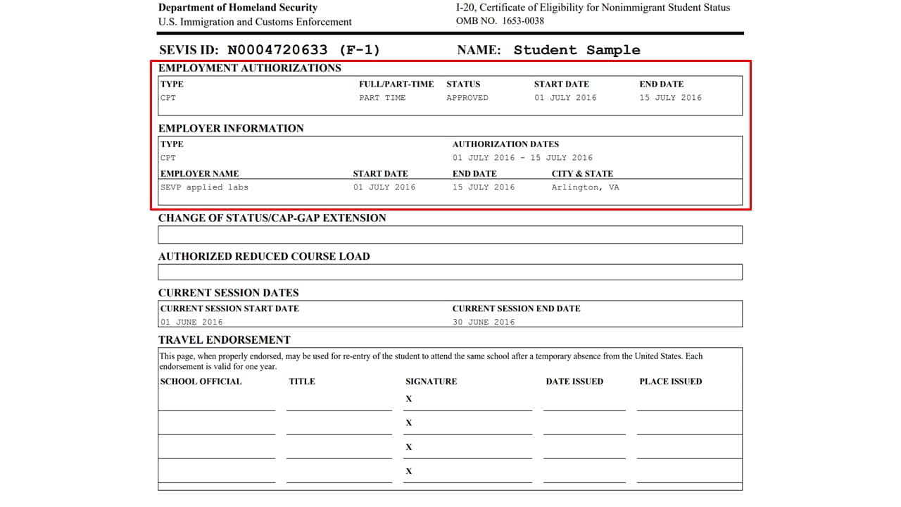 Page 2 of the Form I-20