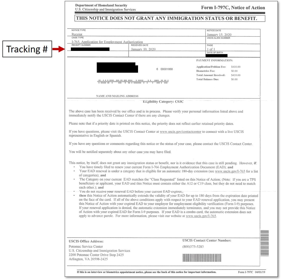After applying for OPT, you should expect to receive the Form I-797C from USCIS
