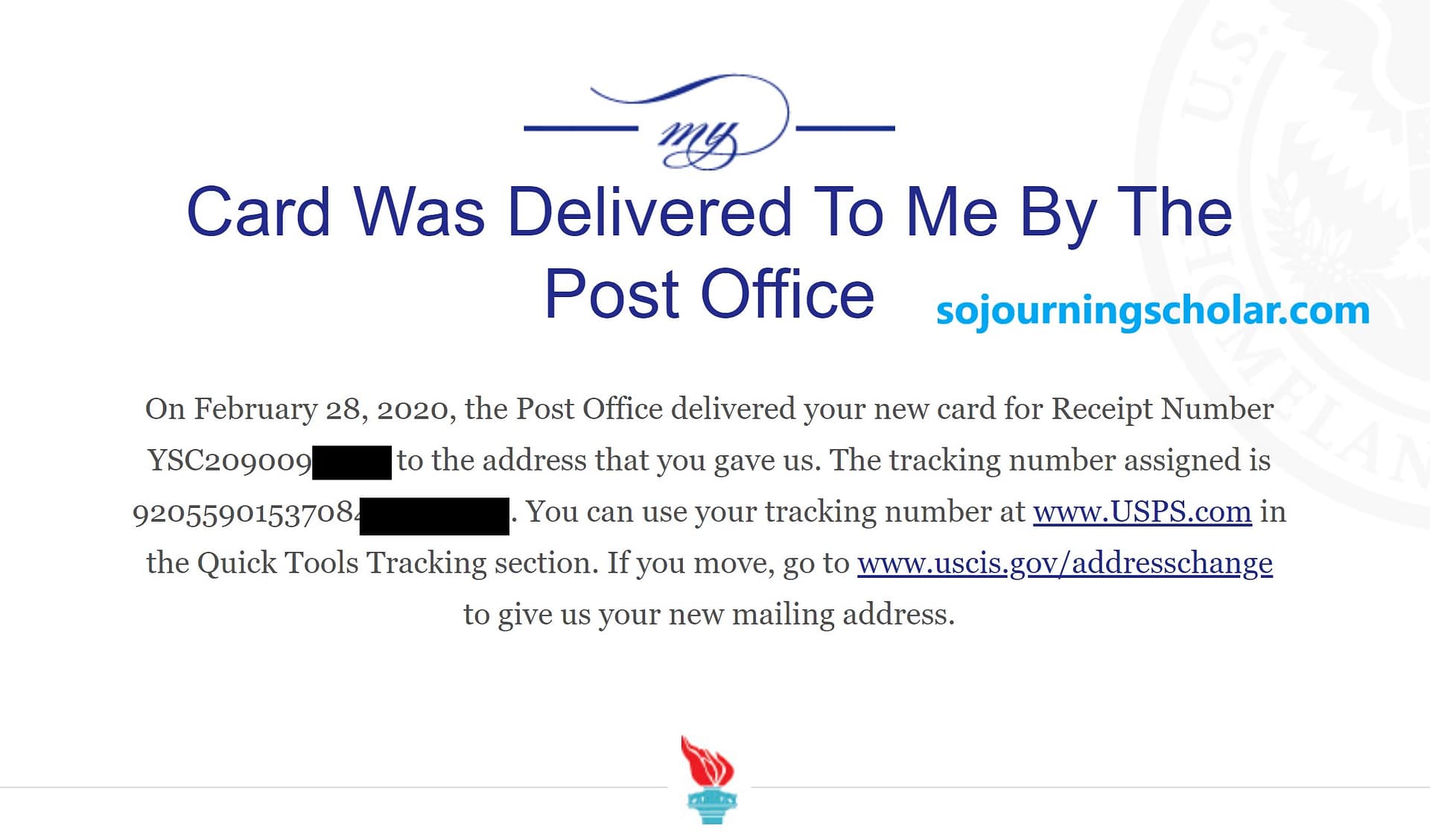 USCIS case status showing that EAD card was delivered