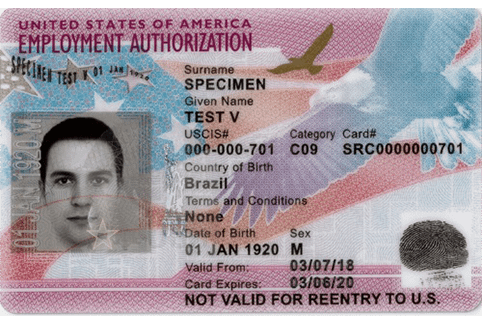 EAD Card showing USCIS# or A-Number